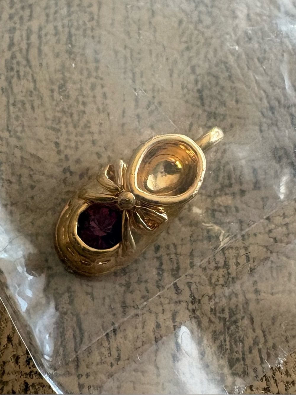 Vintage 1999 Avon February Birthstone Baby Bootie Charm